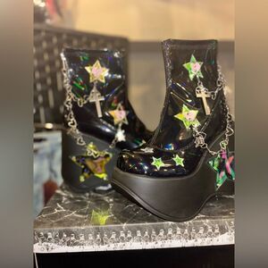 Demonia Blaze Star Cut Out Platform “Galactic Goddess” LED Rave Boots